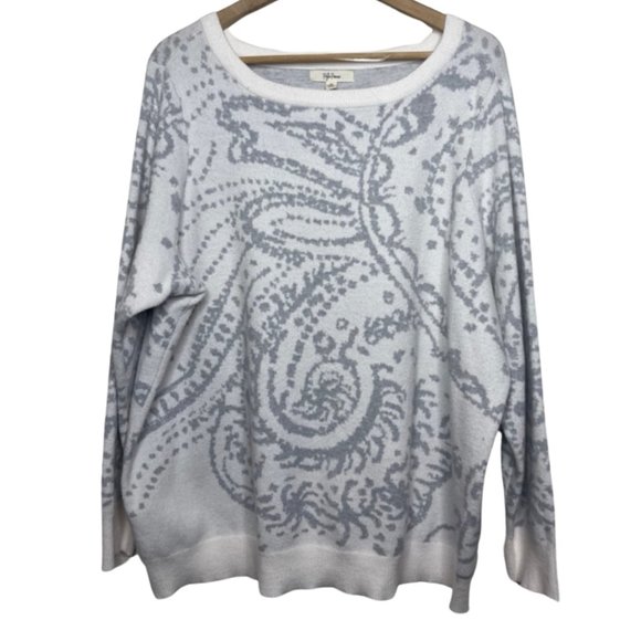 PEYTON PRIMROSE | Neutral Color Abstract Pattern Crew Neck Sweater | Size 2X - Picture 1 of 11
